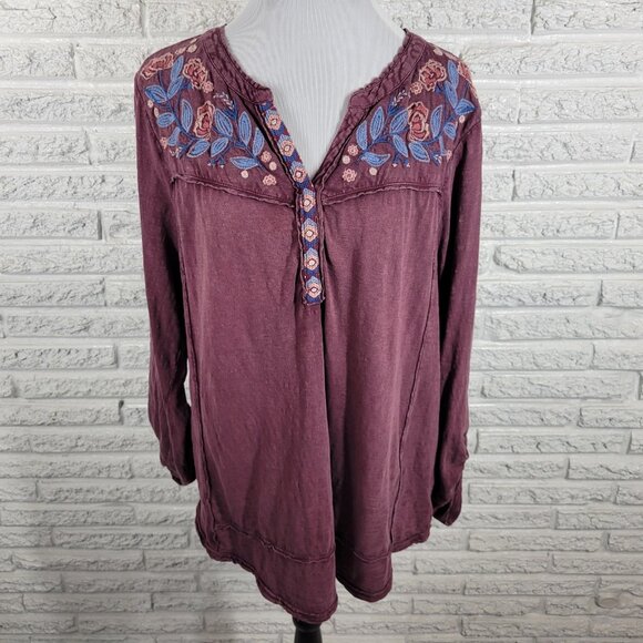 Style Co Womens Top 2X Plus Tunic Roll Tab Sleeve Muted Purple PUR21E - Picture 1 of 8